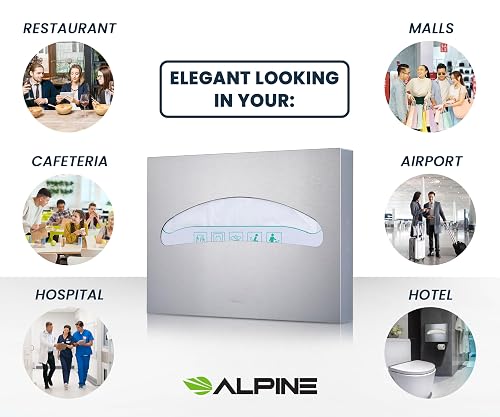 Alpine Toilet Seat Cover Dispenser - 500-Count Wall Mount Holder In Brushed Stainless Steel