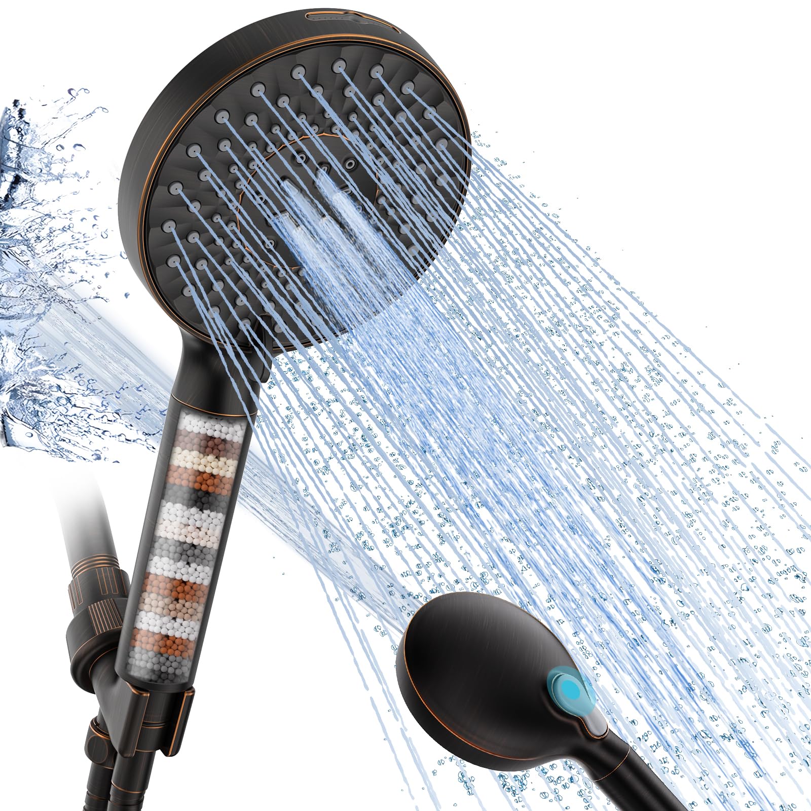 SR SUN RISE Filtered Shower Head with Handheld High Pressure 9 Spray ...