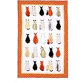Ulster Weavers Cats in Waiting Tea Towel, 100% Cotton - with Cute Orange Cat Animal Hand Drawn Design - Kitchen and Cooking G