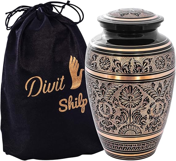 D S Cremation Urn for Human Ashes with Velvet Bag, for Adults up to 100