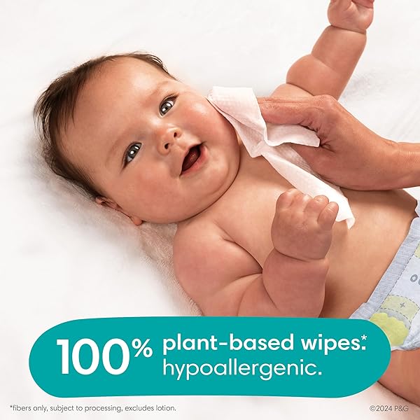 PAMPERS FREE & GENTLE 100% PLANT-BASED FRAGRANCE FREE BABY WIPES, 6 PACK, 468 COUNT