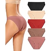 voenxe Women Bikini Underwear,Seamless Breathable Ladies Panties,No Show Comfortable Briefs Undies,Invisible Hipster,5-Pack