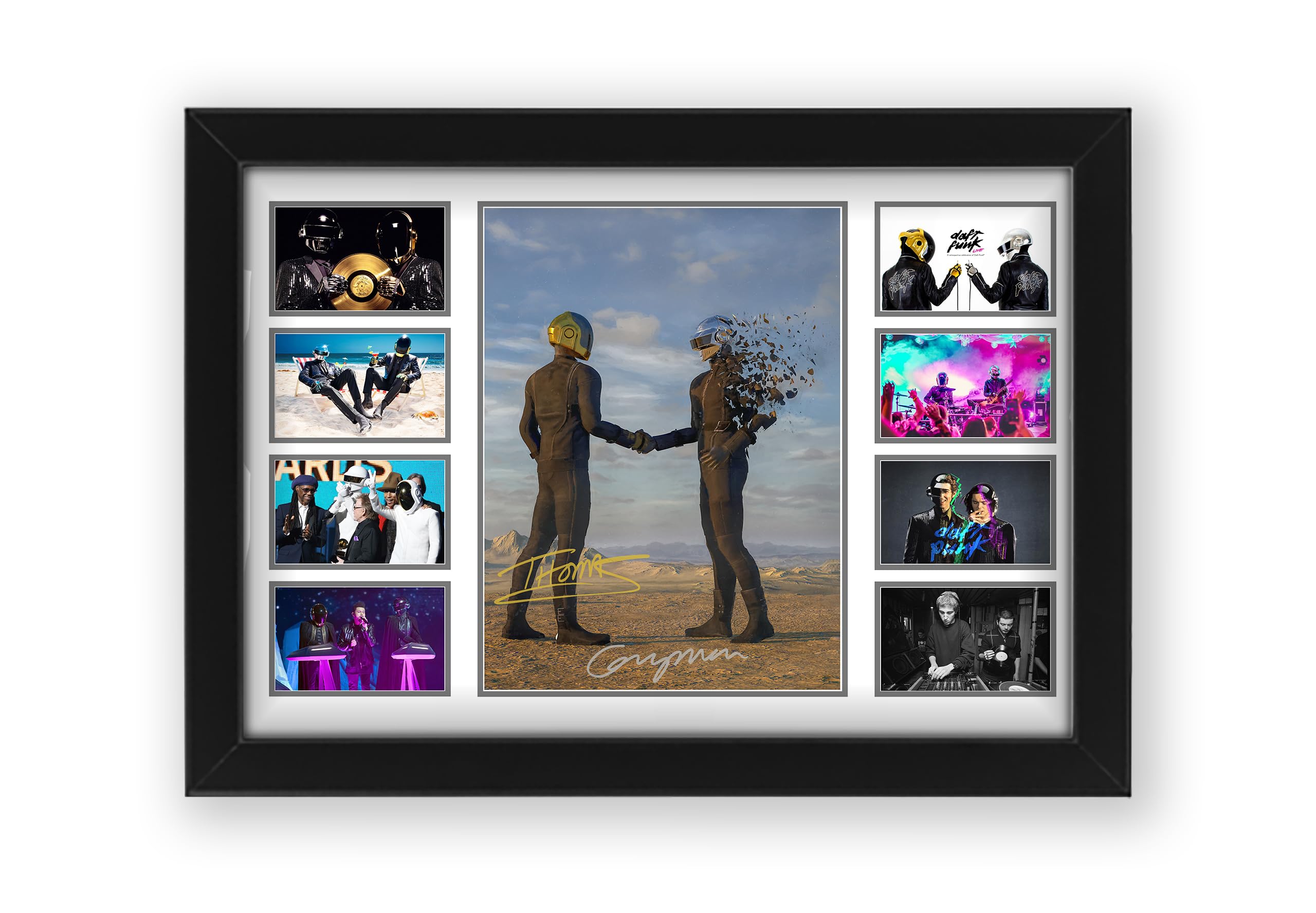 Daft Punk Signed Poster Print - Limited Edition Autograph Fan Gift – Collectible Memorabilia Merchandise (Framed A3 (30x40cm))