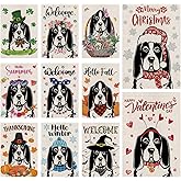 Seasonal Garden Flags Basset Hound Double Sided Flags Set of 11 Holiday Farmhouse Indoor Outdoor Yard Lawn Christmas Gifts Decorations 12.5x18 Inch
