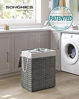 SONGMICS Slim Laundry Basket 55L with Lid and Handles Goose Yellow LCB164N01 view 2