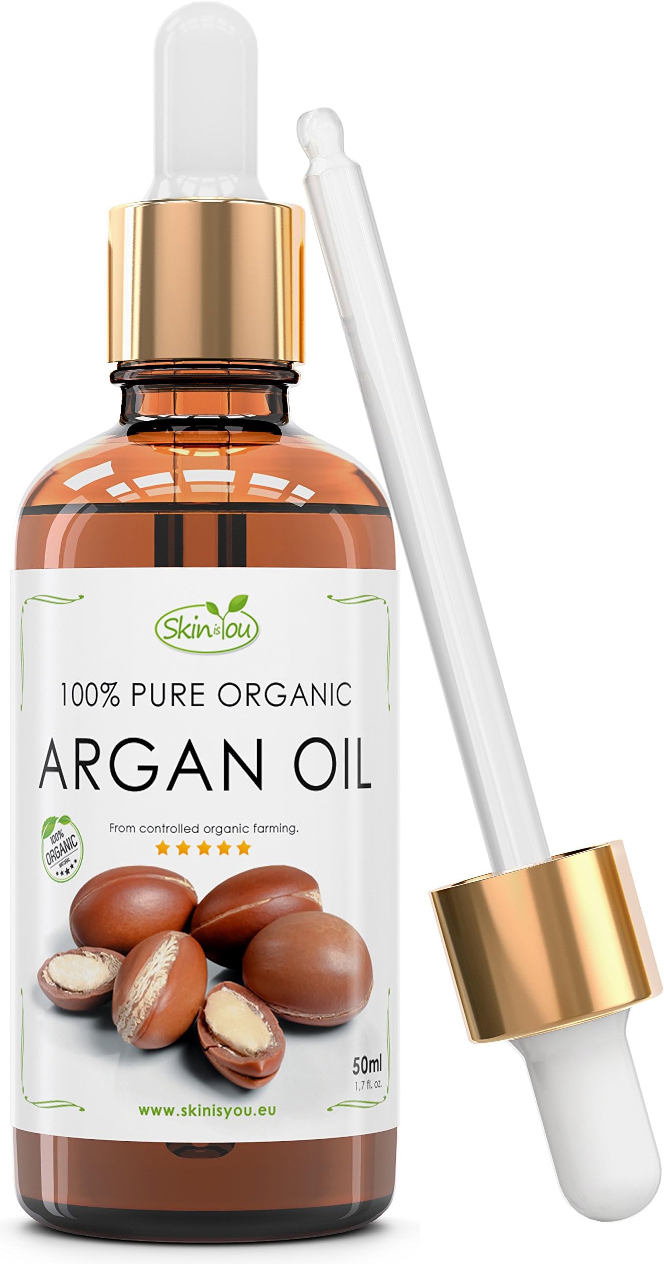 Argan Oil 50 ml 100% Pure & Organic Coldpressed | Full Body Moisturiser Rich In Vitamin E And Fatty Acids | Spa-Quality Hair Treatment with Omega-9 | Anti-Aging Serum Repaires Damaged Skin Cells And Fights Free Radicals | Reduces The Effects Of Scarring | Anti-Bacterial & Anti-Inflammatory
