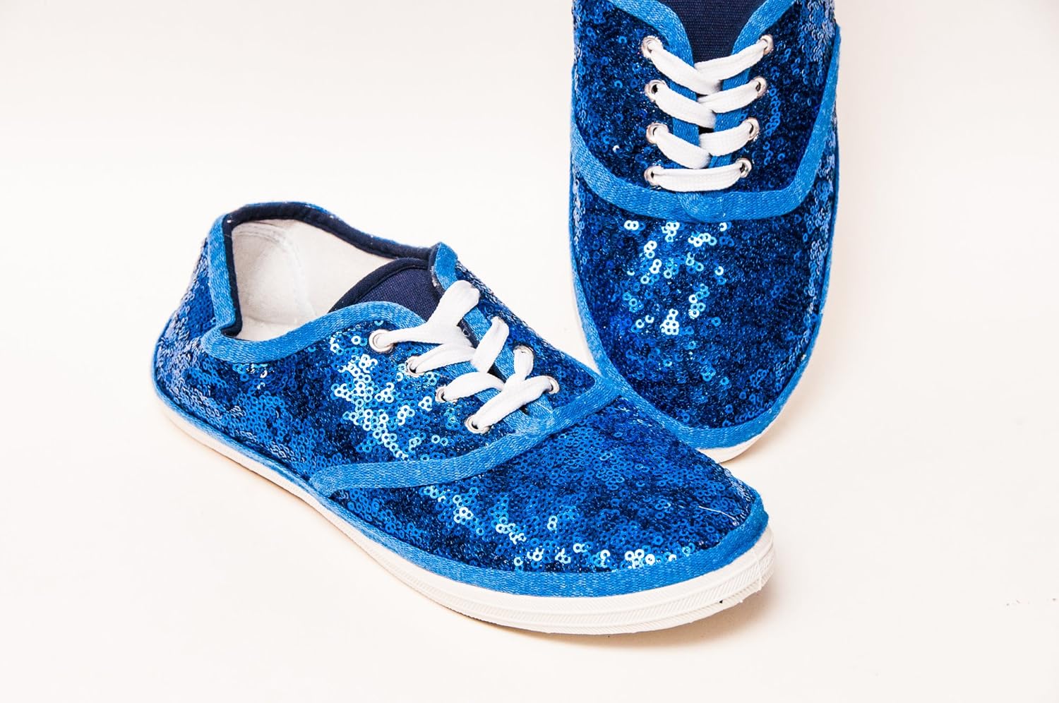 blue sequin sneakers