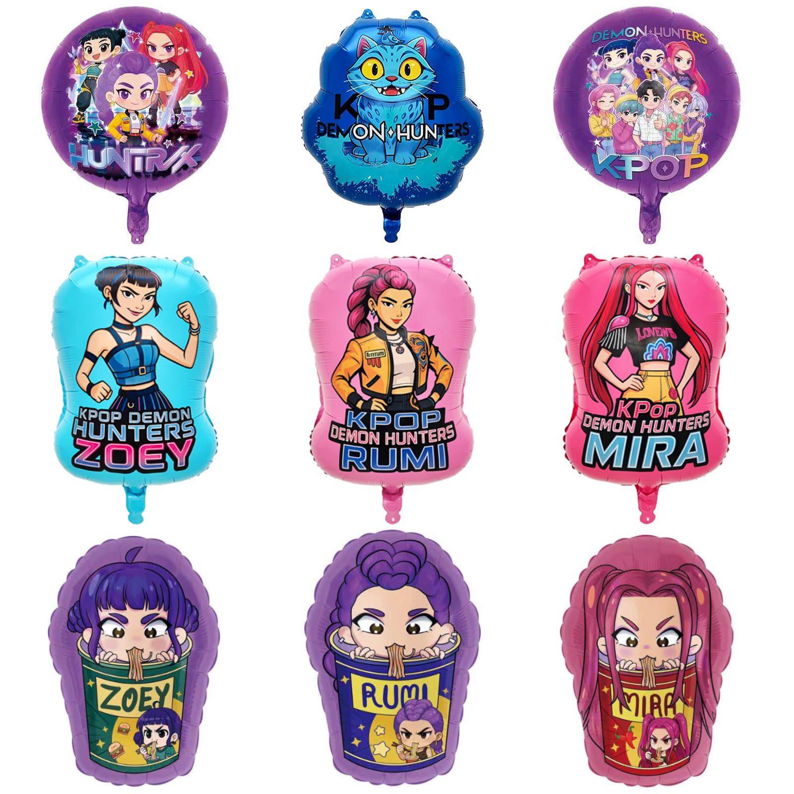 Demon Hunters Birthday Decorations, 9PCS Foil Balloons for Boys Girls Kpop Party Supplies