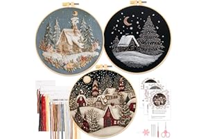 JSRQT Embroidery Kit Craft for Adults Christmas 3 Pack DIY Full Range of Cross Stitch Starter Gift Handmade Supplies Snowflak