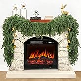 9ft Artificial Christmas Garland, Realistic Norfolk Pine Greenery Garland for Fireplace Mantel, Table, Doorframe, Indoor Outdoor Xmas Holiday Decoration, Real Touch Full Cedar Pine Garland