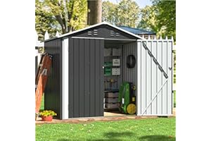 AirWire 6x4 FT Metal Storage Shed, Large Outdoor Shed with Updated Frame Structure, Garden Tool Sheds for Backyard Patio Lawn, Grey