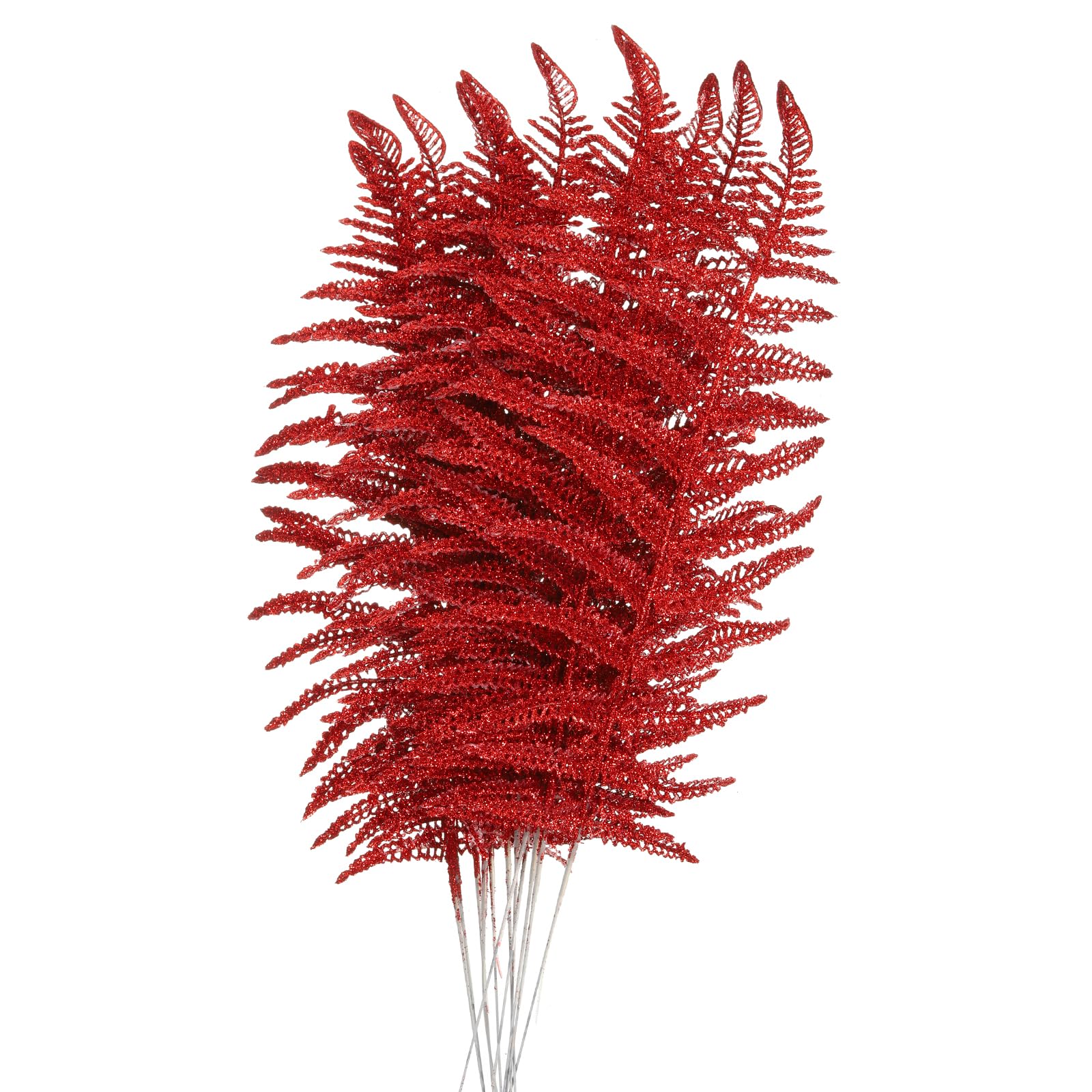 PATIKIL 16.5" Artificial Silk Leaf, 12 Pcs Artificial Leaves Stems Fake Leaves Fake Crafts Leaves for Christmas Decoration, Red
