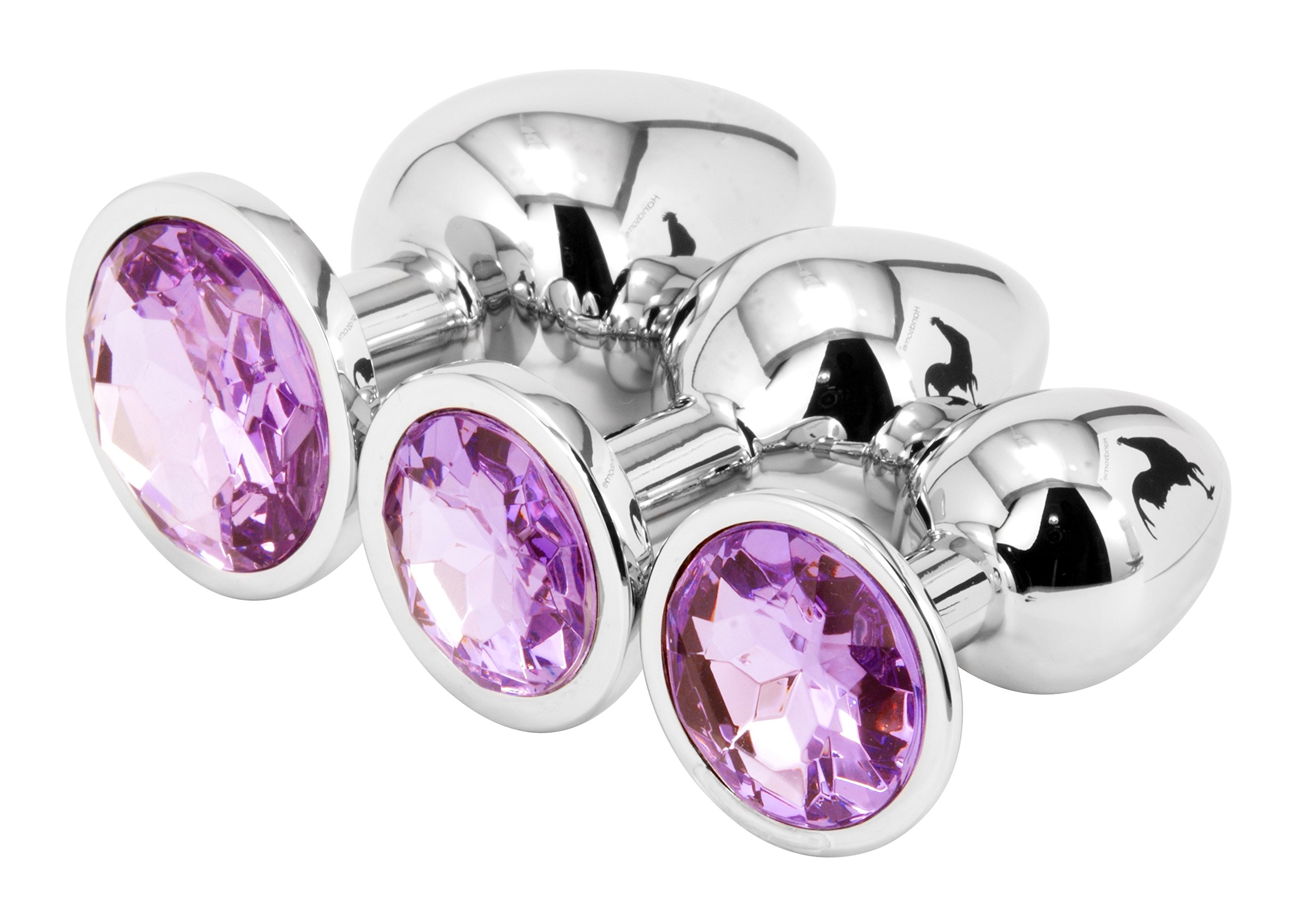 Handsome Cock Jewelled Butt Plug Set, Lilac