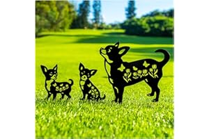 SRDJXY Dog Metal Decorative Garden Stakes Chihuahua Dog Gifts for Women Men Mom Birthday Gifts Silhouette Statues for Garden Decor, Yard Art, Patio, Outside, Lawn Ornaments, Outdoor Decorations