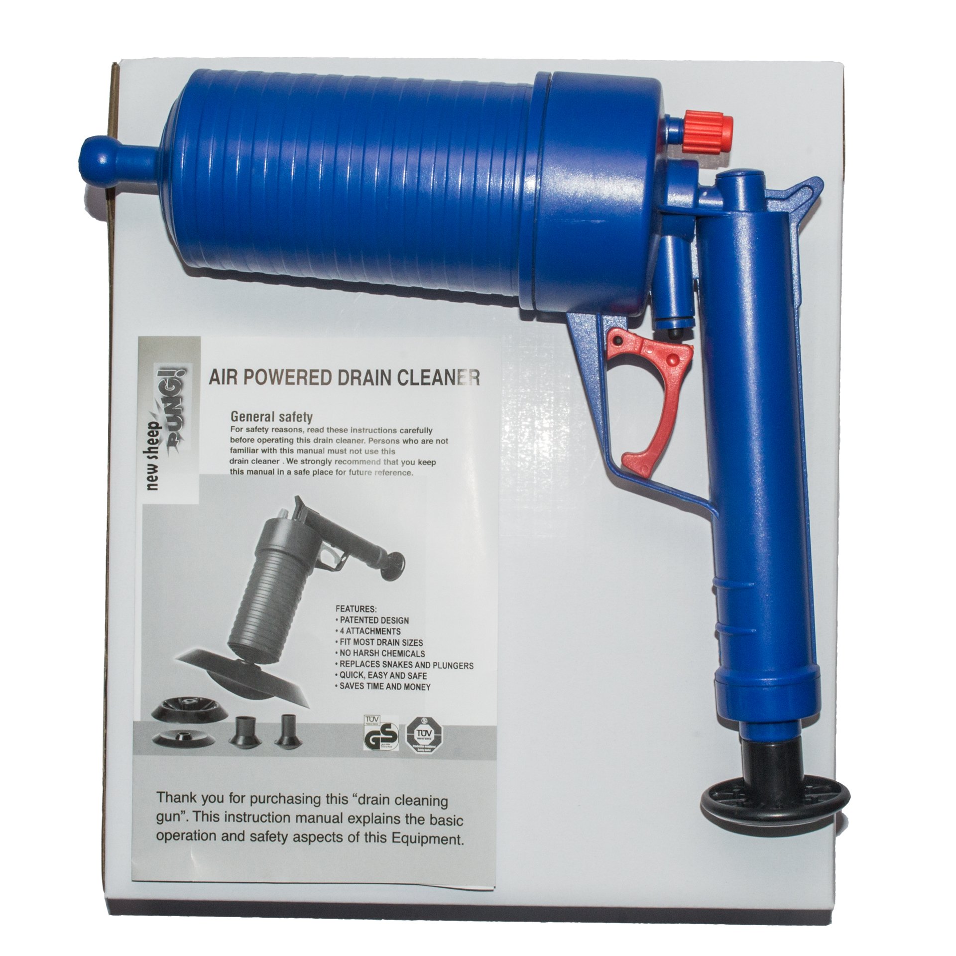 Air Power Drain Blaster gun, High Pressure Powerful Manual sink Plunger