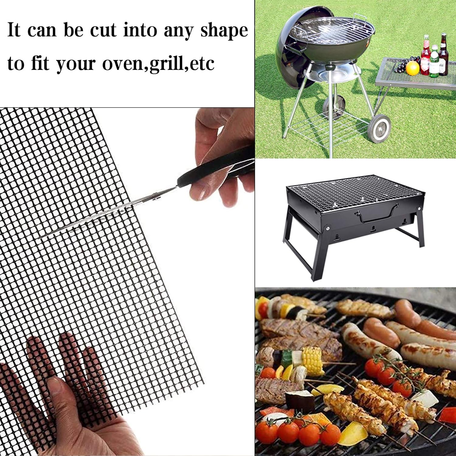 Smaid Grill mesh mat - Non Stick BBQ Grill mats for Outdoor Grill, Reusable BBQ Sheets for Gas Grill，Easy to Clean - Works on Gas, Charcoal, Electric Grill and More, 15.75 x 13 inch, Black : Garden & Outdoor