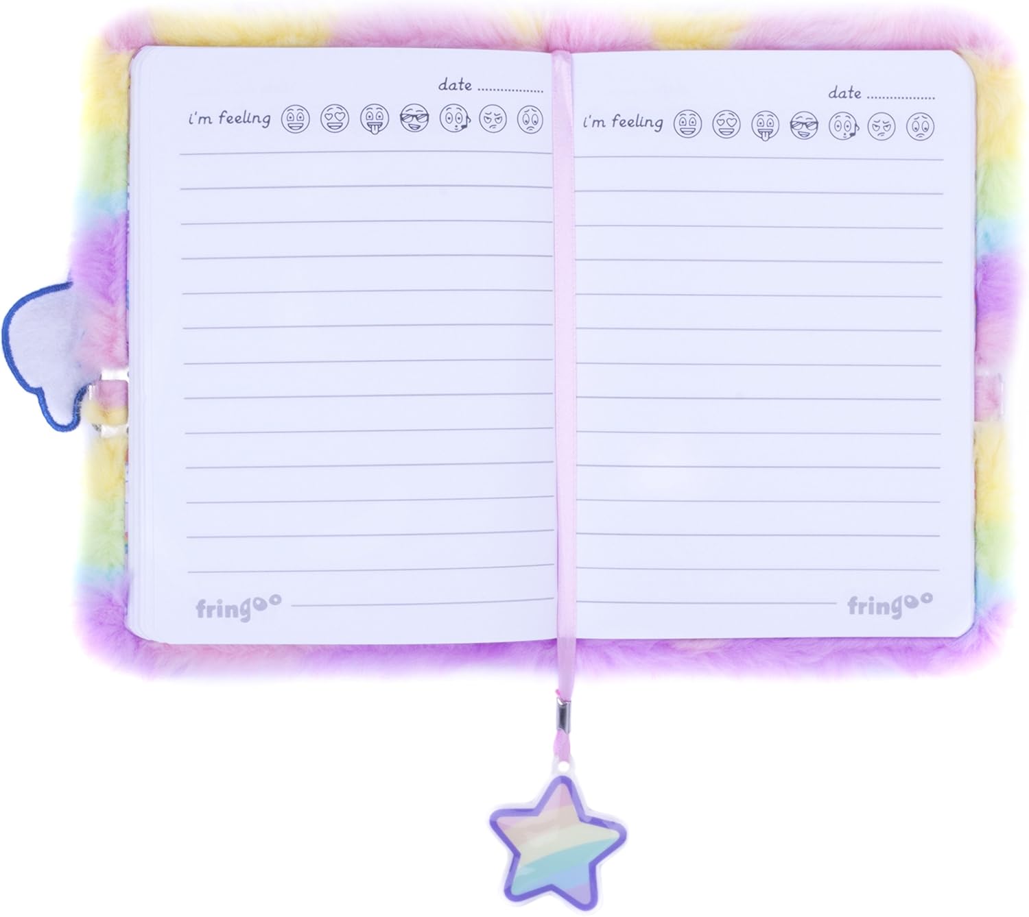 FRINGOO® Girls Boys Plush A5 Notebook Diary 3D with Padlock and Bookmark Cute Unicorn Animal Designs 80 Pages (Unicorn Rainbow) - Image 5