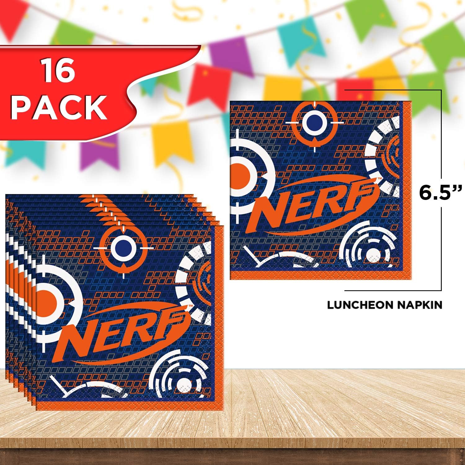 Unique Nerf Party Bundle | Beverage & Luncheon Napkins, Dinner & Dessert Plates, Bull's Eye Decoration | Great for Interactive Sports Birthday Themed Parties: Health & Personal Care