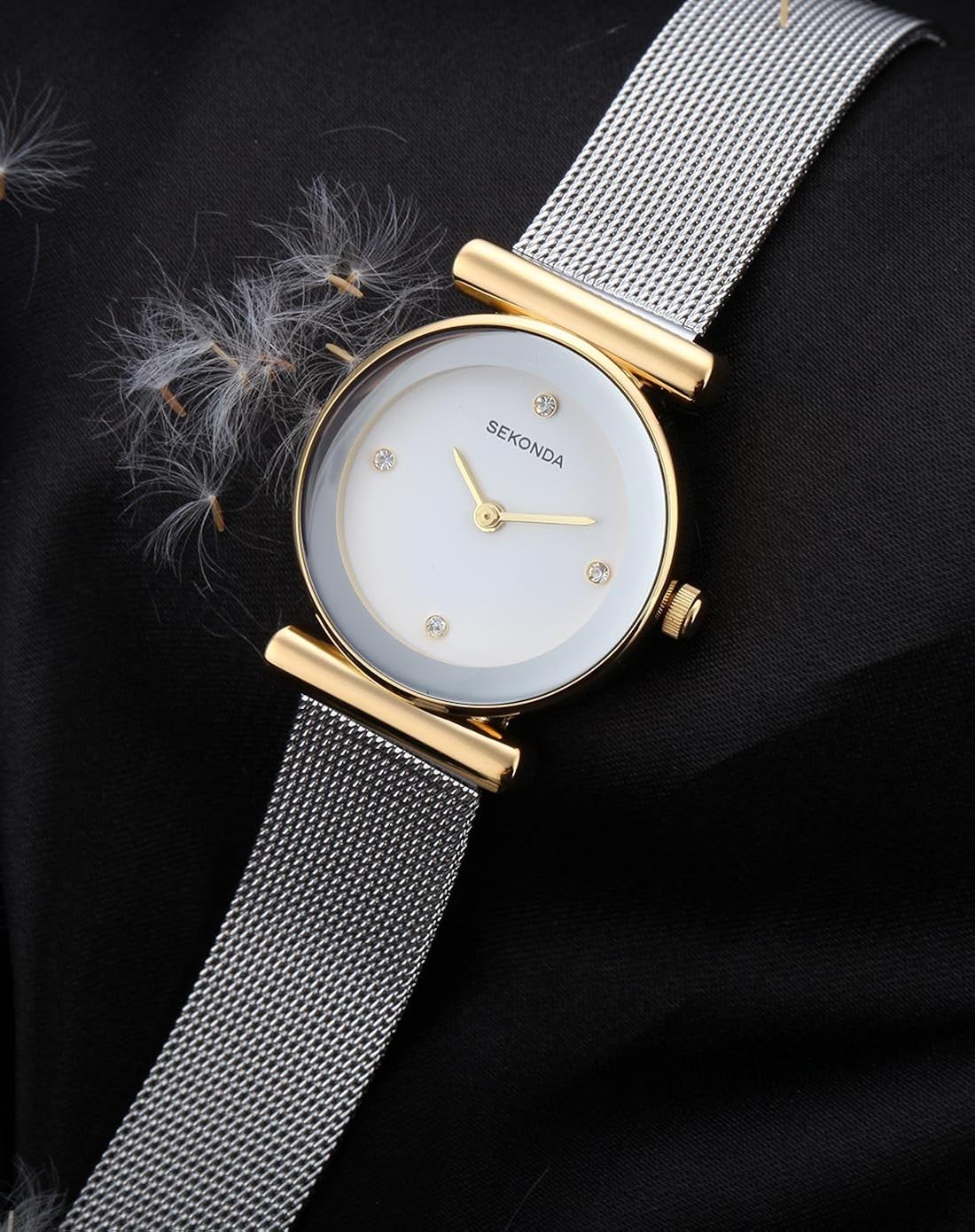 Sekonda Ladies Watch with White Dial & Milanese Strap Watch 4887, Silver Bracelet/White Dial - Image 3