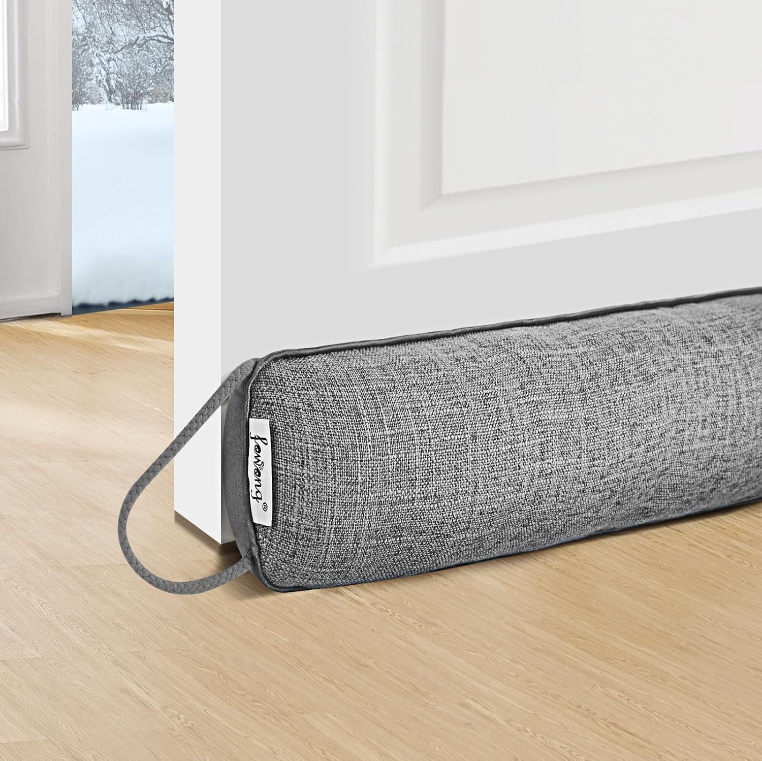 fowong Draft Excluder for Doors, 87 x 10 cm Heavy Duty Under Door Draught Excluder, Air Door Draft Stopper Blocks Drafts & Noise, Soundproof & Energy Efficient - Grey