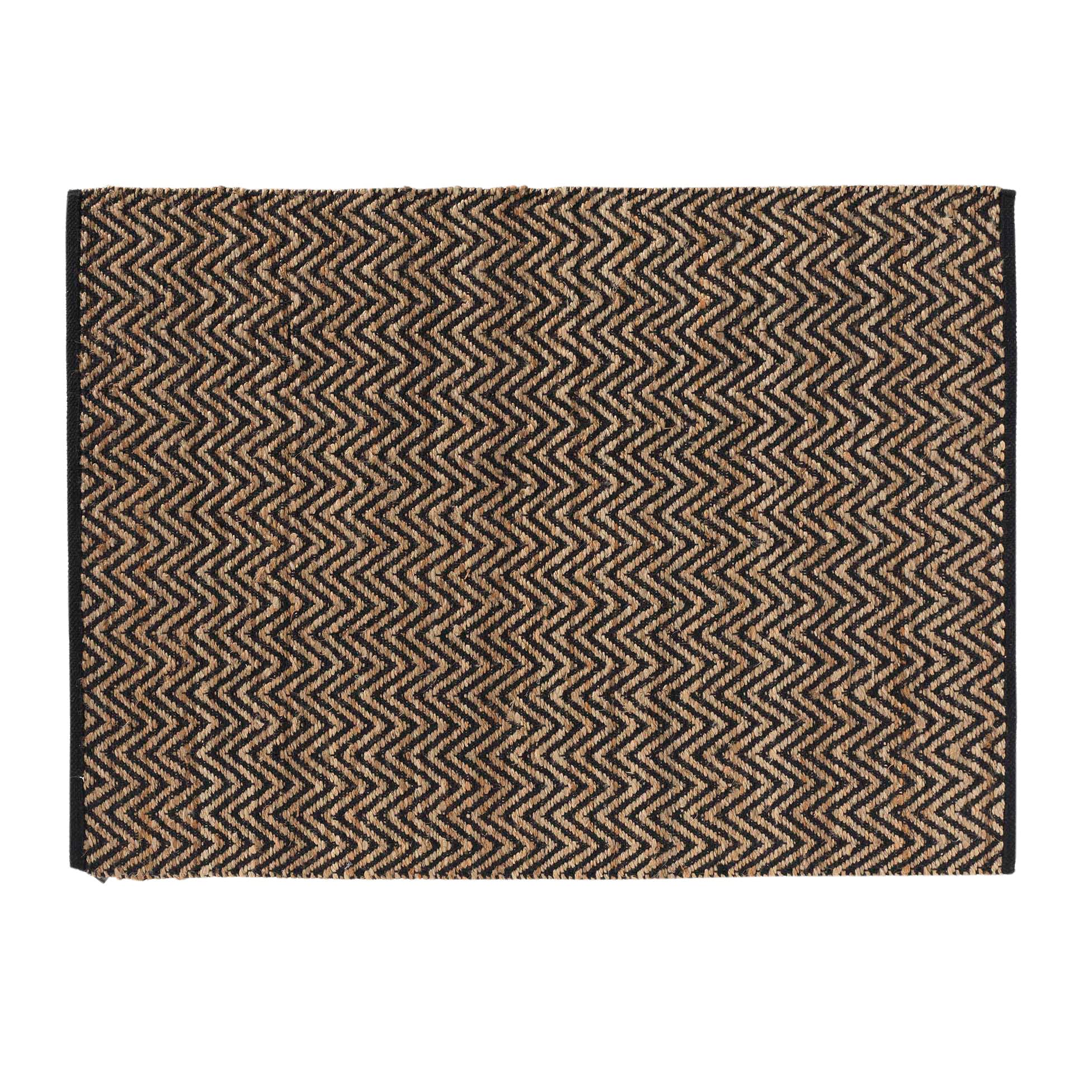 Douceur d'Intérieur, 120 x 170 cm Rectangular Jute Polycotton Zigzag Rug