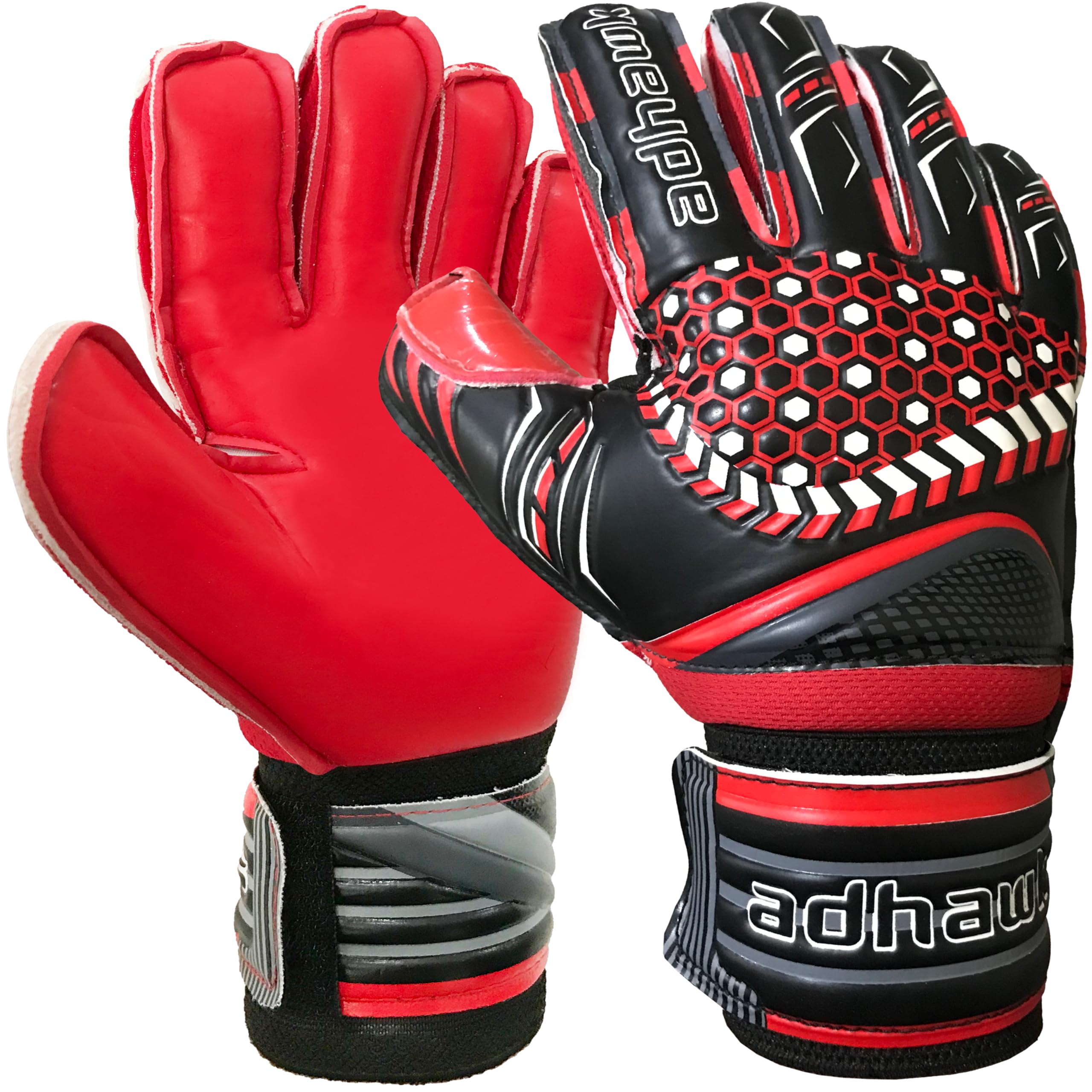 Adhawk Goalkeeper Gloves - Premium Quality Latex Palm with Finger Spine Protection & Double Layer Wristband - Premium Designed Goalie Gloves for Kids, Youth and Adult