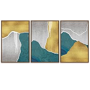 SIGNWIN 3 Piece Framed Canvas Wall Art Abstract...