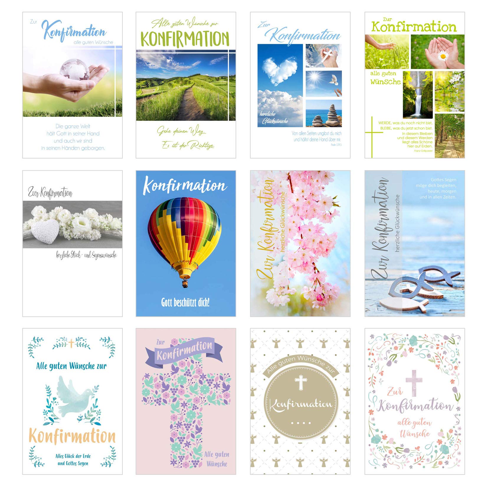 Set of 24 Premium Confirmation Cards with Envelope (Double Cards/Folding Cards with Envelope) Card Postcard Confirmation (12 x 2 Cards)