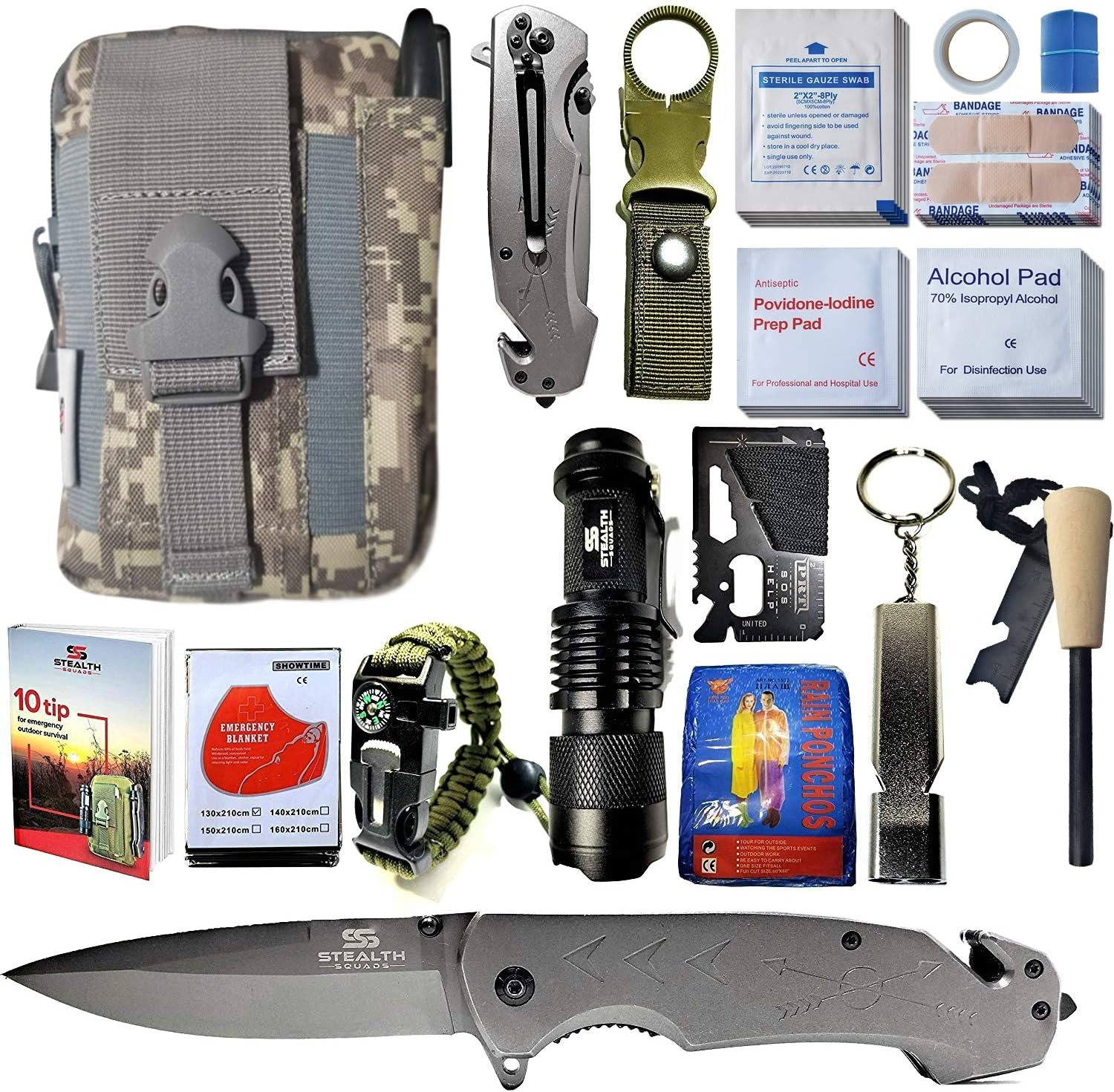 Gifts for Men Dad Husband Emergency Survival Gear and Medical First Aid Kit - IFAK Outdoor Adventure Camping Hiking and More
