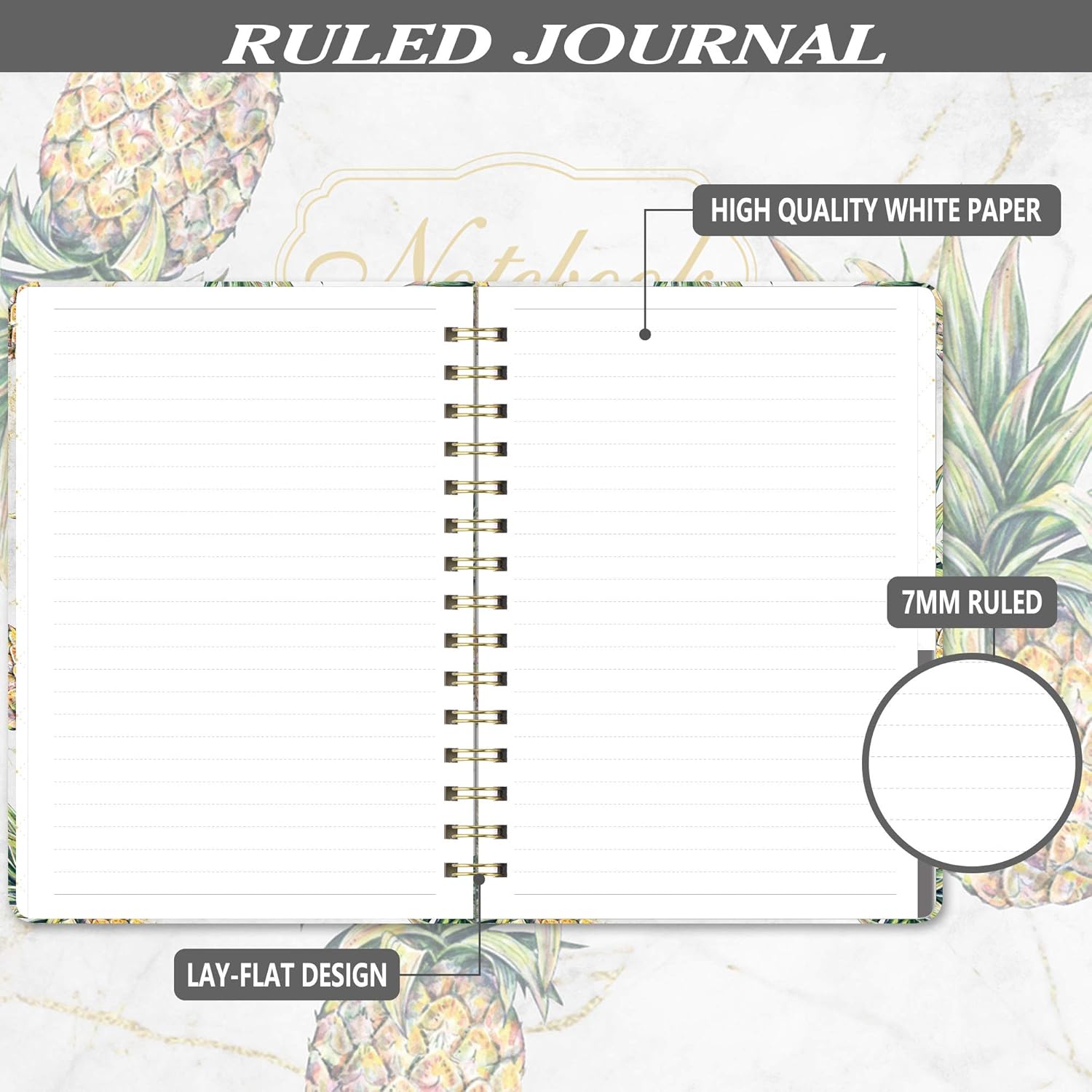 Ruled Notebook/Journal - Lined Journal with Hardcover, 8.35" x 6.3", College Ruled Spiral Notebook/Journal, Back Pocket, Strong Twin-Wire Binding with Premium Paper, Home & Office : Office Products