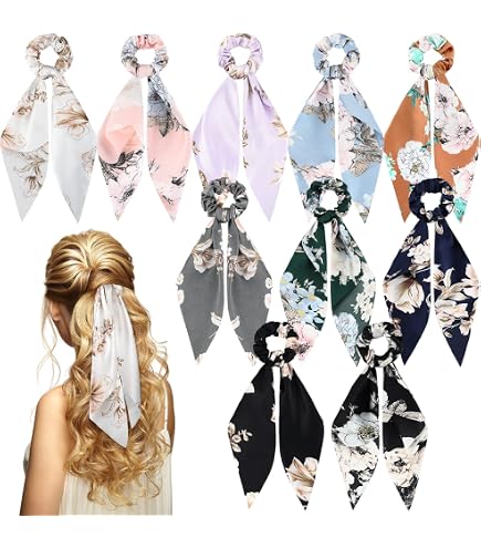 Amazon.com : YUVAMAGIMO Cherry Blossom Hair Scarf Silk  display picture 3