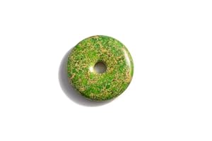JM Design Green Imperial Jasper Stone Gemstone Donut Circle Pendant Size 40mm Sold per Piece