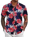 COOFANDY Mens Hawaiian Shirt Short Sleeve Floral