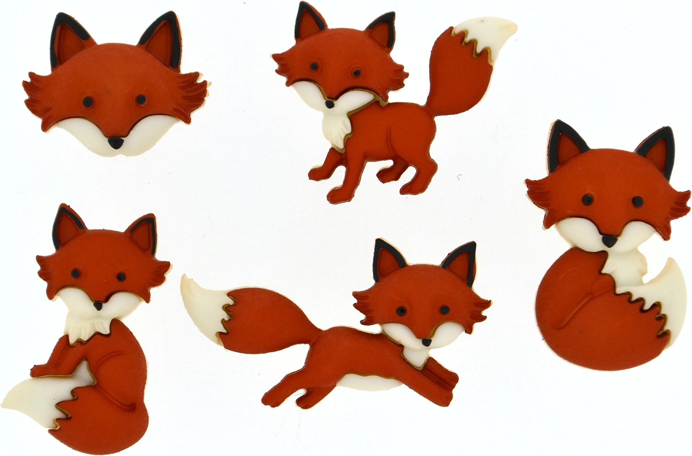 Dress It UpButton Out Foxed 19 x 13-27 x 16 mm 5 pcs. Multicolour, Multi-Colour, 10 x 8 x 1 cm