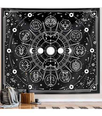 Sun & Moon Tapestry Wall Hanging – 130x150cm Black & White Aesthetic Decor For Bedroom, Living Room, Dorm & Parties-335601