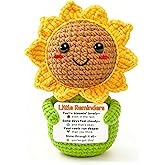 Krinisou Crochet Sunflower Gift for Women – “Little Reminders” Positive Affirmation Desk Decor, You’ve Got This Encouragement Gift for Friends, Coworkers, Secret Santa Exchange Idea