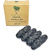 Vegan Biodegradable Bamboo Charcoal Dental Floss Refill Refill | Natural Candelilla Wax | 33yds x4 | Peppermint Essential Oil