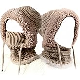 3 in 1 Beanie Hat with Scarf and Mask,Beanie Hat for Women,Winter Warm Knitted Ski Scarf&Mask Set,Face Cover&Neck Gaiter(1pc)