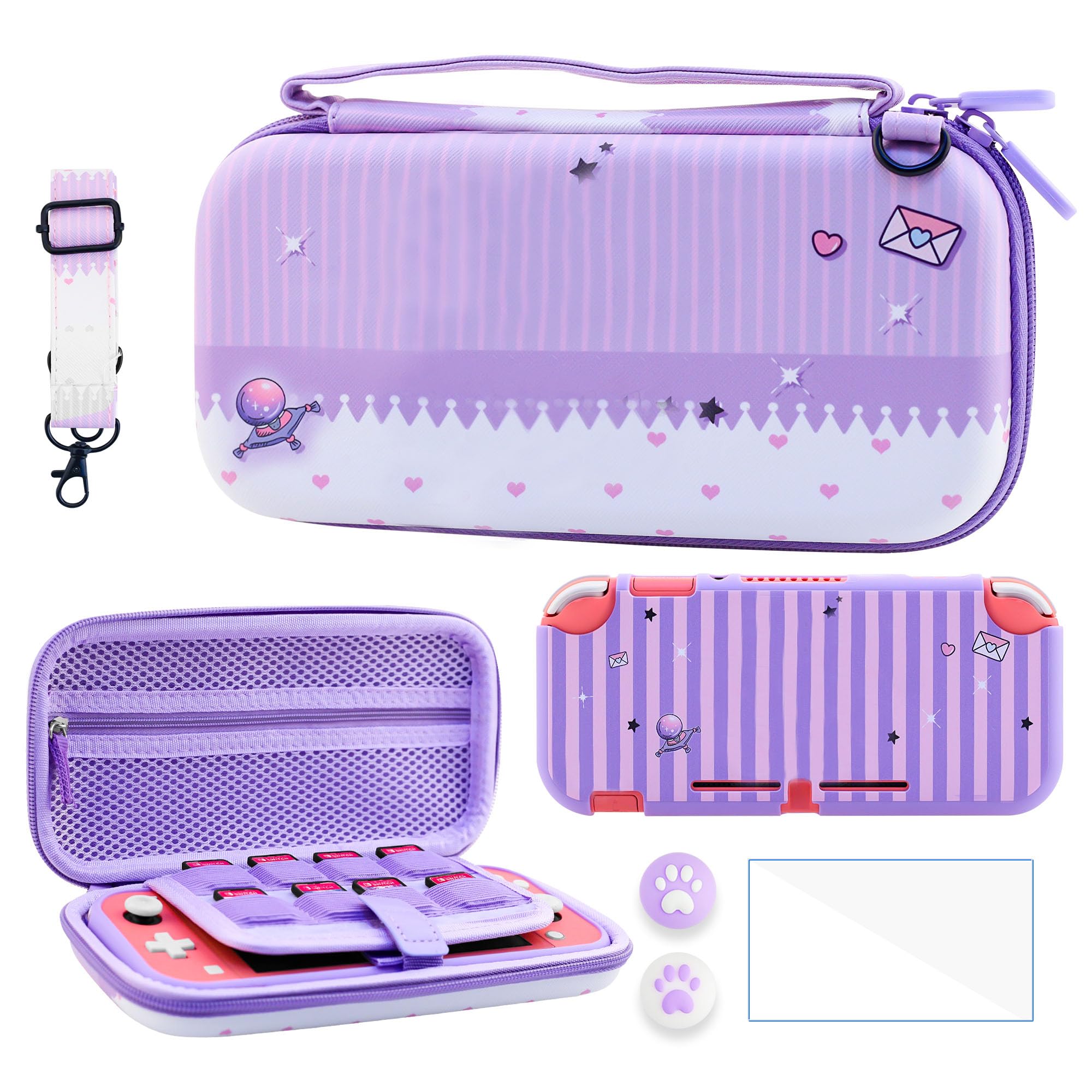 Photo 1 of **PLEASE READ NOTES** RHOTALL Kuromi Carrying Case for Switch Lite,6 in 1 Storage Accessories Kit with Portable Travel Bag Case, Soft Protective Cover, Screen Protectors and 2 Cute Thumb Caps