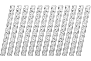 ZZTX Ruler Metal Straight Edge Stainless Steel Ruler 6 Inch Ruler Set Rulers Bulk 12 Pack
