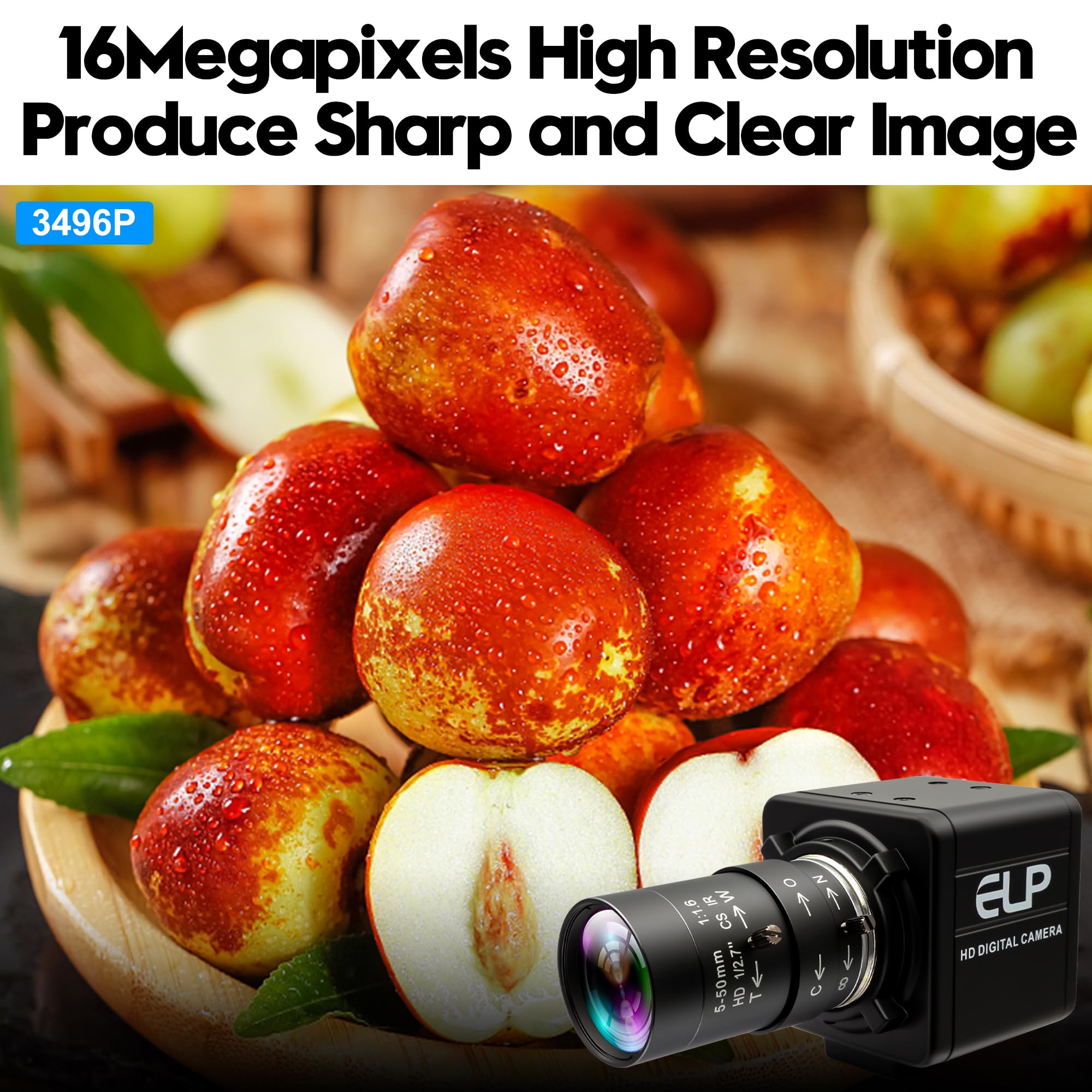 Condition photo showing As Is for ifwater usb camera 16 megapixes high resolution 5k usb webcam with cs mount 5-50mm manual varifocus 