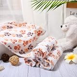 Tatuo 4 Pack Fleece Dog Blankets Paw Print 24 x 16 Inch White view 7
