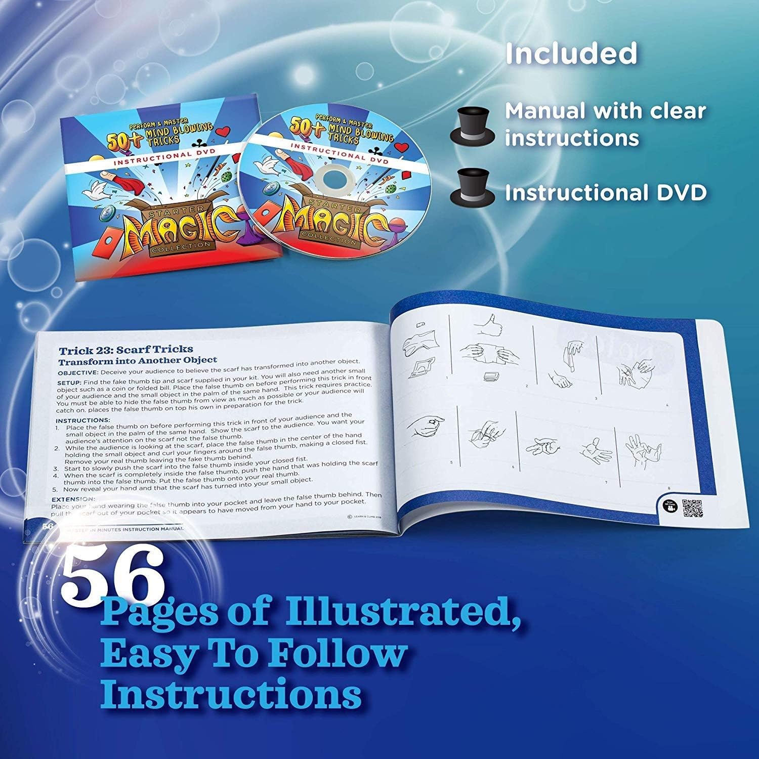 Learn & Climb Magic kit Set for Kids - 50+ Magic Tricks. Clear Instruction Manual & DVD: Toys & Games