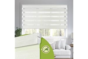 MoDanCeQ No Drill No Tools Cordless Dual Layer Zebra Blinds for Windows, Blackout Zebra Shade for Indoor Windows,Easy to Install Thermal Insulated Blinds, Beige, 27.5" W x 64" H
