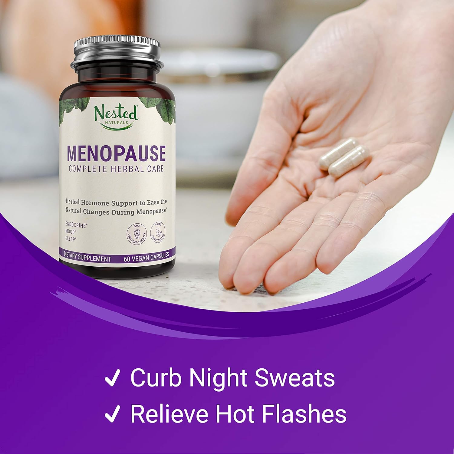 Menopause Complete Herbal Care Supplement for Women | 60 Vegan Capsules | Natural Black Cohosh Extract & Dong Quai Root | Support for Mood Swings & Hot Flashes | One A Day Menopause Relief: Health & Personal Care