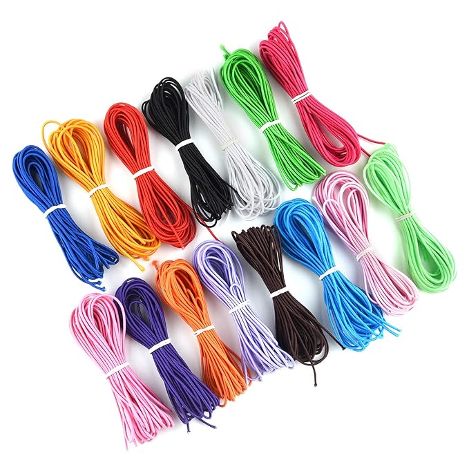 TUPARKA Coloured Elastic Cord 1mm Elastic String Bracelet Elastic 15