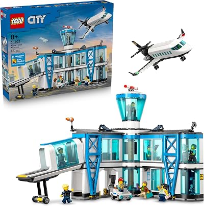 LEGO City Airport with Airplane Toy 60502 Build Together 9 Minifigures