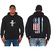 JH DESIGN GROUP Men's Ford Mustang Distressed U.S. Flag 2-Sided Pullover Hoodie