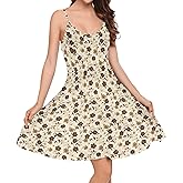 domirica Womens Sundresses Spaghetti Strap Floral A Line Empire Waist Summer Fashion Hawaiian Cute Boho Casual Mini Dress