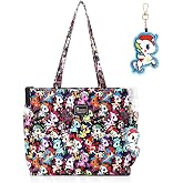 tokidoki Unicorno Large Tote Bag with Keychain for Women | 21.65x4.33x15.74in Canvas work tote. Multiple pockets for laptop, water bottle. Travel, weekender, shopping bag.